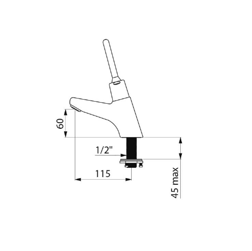 Mitigeur lavabo temporisé à levier DELABIE Tempostop 2 Ref 702400